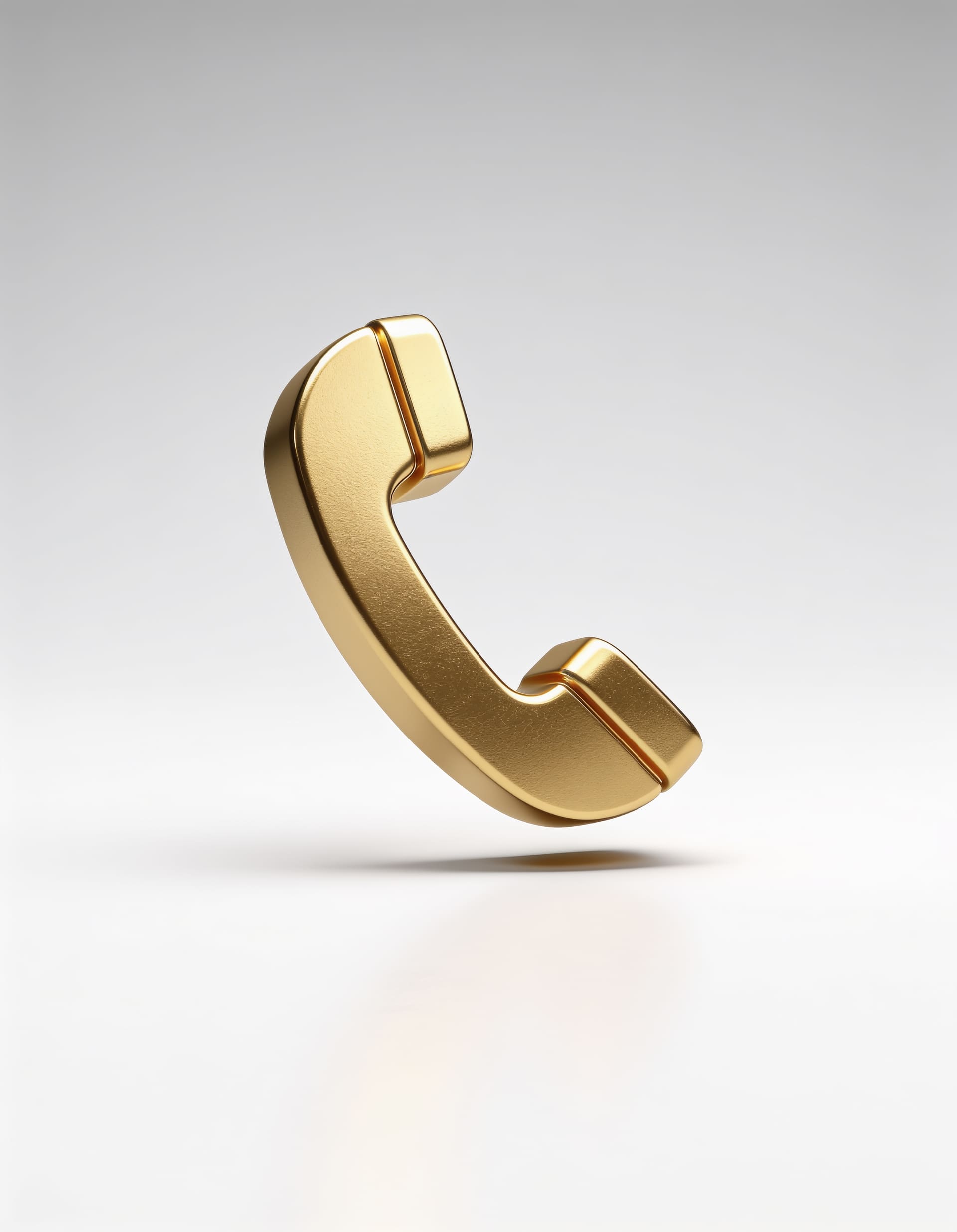 Polished gold telephone handset resting in pearl light